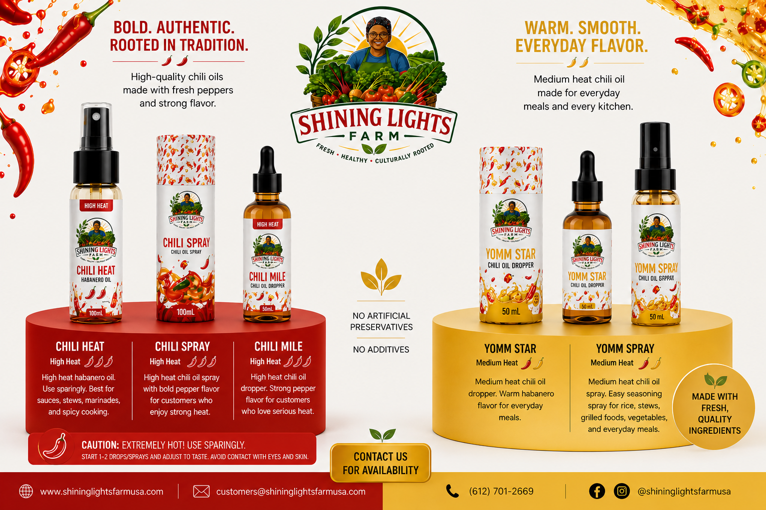 Shining Lights Farm specialty pepper product poster.